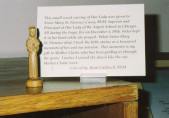 This statue was carved by Sister Remi. She gave it as a gift to Sister Florence, Mother Superior of OLA, who held it gripped it tightly in her hand on the day of the fire. When Sr. Florence passed away, it was returned to Sr. Remi. She donated it to the museum room of the Sisters of Charity BVM Motherhouse, which has a display of gifts from the nuns who reside there. She proudly showed this statute to Charlene and Linda of the Friends of OLA. Says Charlene: 'We were very touched to see it was a relic from the fire that she held on to all of this time.' The nuns do not have much in their rooms, but this is one thing that Sister Remi has kept to this day. (Photo courtesy of Charlene Jancik)